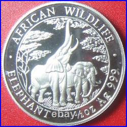 2003 ZAMBIA 2000 KWACHA 1/2 oz SILVER PROOF ELEPHANT AFRICAN WILDLIFE RARE COIN