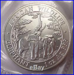 2003 Zambia 5000 Kwacha ELEPHANTS Silver 1 oz Coin SEALED