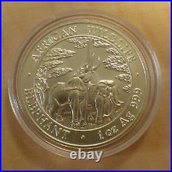 2003 Zambia 5000 Kwacha Elephant 1oz Silver 99.9% Silver Corner + Capsule (Silver)