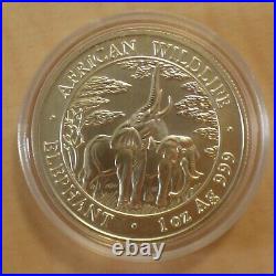 2003 Zambia 5000 Kwacha Elephant 1oz Silver 99.9% Silver Corner + Capsule (Silver)