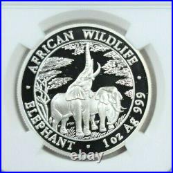 2003 Zambia Silver 5000 Kwacha African Wildlife Elephants Ngc Pf 70 Ultra Cameo