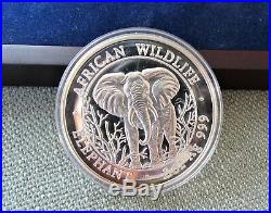 2004 African Wildlife Somalia Elephant set 3.75 ounce silver 4 coins