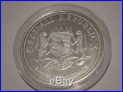 2004 Somalia Elephant 1 Oz Silver Coin + 24 Gold Plated 1000 Shilling