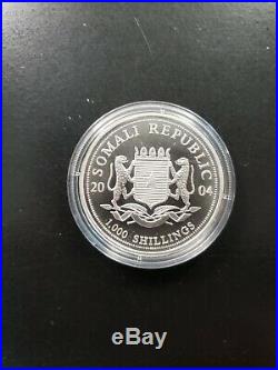 2004 Somali African Elephant 1 oz Silver Coin. 999 Silver Rare