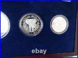 2004 Somalia Elephant Prestige set 4 silver coins First year issue