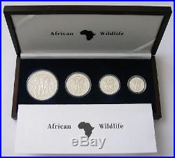 2004 Somalia Silver Proof African Wildlife Four Coin Set African Elephant