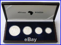 2004 Somalia Silver Proof African Wildlife Four Coin Set African Elephant