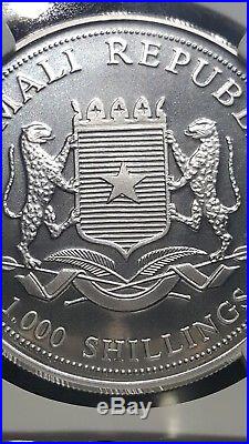 2004 Somalia elephant 1oz silver NGC MS69 Beauty coin No Spots African Wildlife