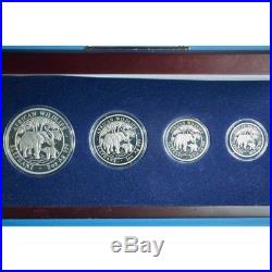 2005-2006-2007 & 2008 4 coin set SOMALIA African Wildlife ELEPHANT