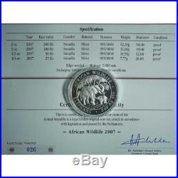 2005-2006-2007 & 2008 4 coin set SOMALIA African Wildlife ELEPHANT elefant