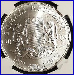 2005 SOMALIA African Wildlife ELEPHANT 1 OZ Silver Coin HARD KEY DATE NGC MS69