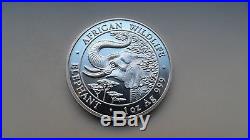 2005 Somalia 100 Shillings Elephant Silver BU Coin