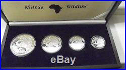 2005 Somalia African Wildlife Elephant 4 coin Silver Proof Set