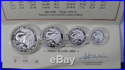 2005 Somalia African Wildlife Elephant 4 coin Silver Proof Set