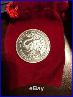 2005 Somalia Elephant 1 Oz Silver Coin African Wildlife