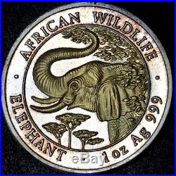 2005 Somalian Elephant African Wildlife Series KEY DATE Gold Plated 1oz Coin