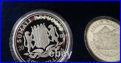 2006 African Wildlife Somalia Elephant Prestige set 4 silver coins 3.75 oz