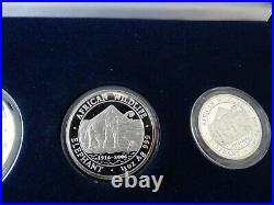 2006 African Wildlife Somalia Elephant Prestige set 4 silver coins 3.75 oz