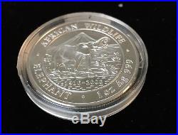2006 Somali Republic 100 Shillings African Wild Life Elephant 1 oz Silver