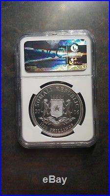 2006 Somalia elephant 1oz silver NGC MS70 Perfect coin No Spots African Wildlife