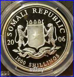 2006 Somalia elephant PCGS proof PR69DCAM 1oz silver Lone Top Pop