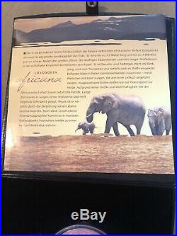 2007 Rwanda ELEPHANT 3 OZ. 999 SILVER + 4 DIAMONDS Proof Coin + COA & Box
