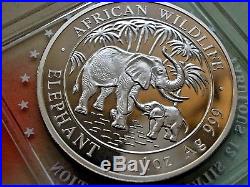 2007 SOMALIA African Wildlife ELEPHANT 1 Troy Oz. 999 Silver BU Coin in Capsule