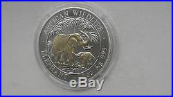 2007 Somalia Elephant Gold Gilded Silver BU coin