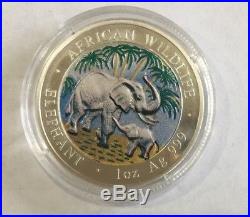 2007 Somalia Republic African Wildlife Elephant Silver 3 Coin Set with box & COA