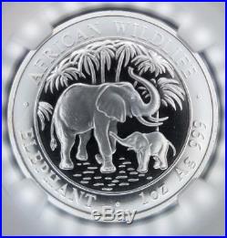 2007 Somalia Silver S100s African Wildlife Elephant Ngc Pf 69 Ultra Cameo