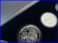 2008 African Wildlife Somalia Elephant Prestige set 4 silver coins 3.75 oz