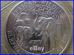 2008 SOMALIA African Wildlife ELEPHANT 1 Troy Oz. 999 Silver BU Coin in Capsule