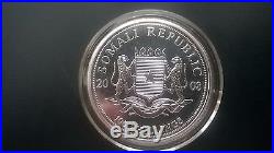 2008 Somalia Elephant 1 Oz Silver Coin 24 Carat Gold Plated