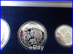2008 Somalia 4-Coin 3.75 oz Silver Prestige Elephant Set nr 095/2000