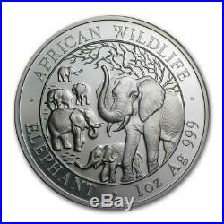 2008 Somalia African Wildlife 1 oz Silver Elephant Coin (BU) in Capsule