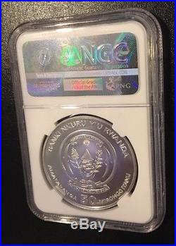2009 1 oz Silver Rwanda African Elephant BU NGC MS67.999 Silver Rwandan coin
