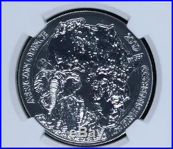 2009 1 oz Silver Rwanda African Elephant NGC MS69.999 Silver Rwandan coin