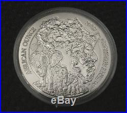 2009 RWANDA. 999 Silver Coin privy Fabulous 12 Elephant Wild Life