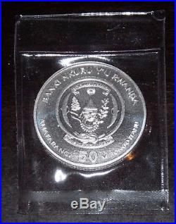 2009 Rwanda Elephant 1oz Coin. 999 Silver Sealed Blister