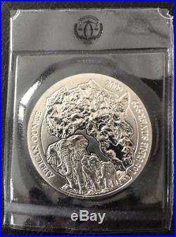 2009 Rwanda Elephant 50 Francs 1 Oz. 999 Silver Coin Map of Africa Mint Blister