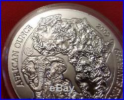 2009 Rwanda Elephant African Wildlife Fabulous12 F12 Privy 1 oz. 999 Silver Coin