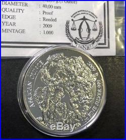 2009 Rwanda Elephant PROOF 50 Franc 1 Oz. 999 Silver Coin +Box & COA Very Rare