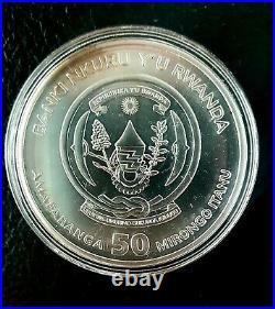 2009 Rwanda elephant African ounce silver coin oz BU Ruanda