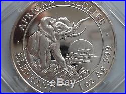 2009 SOMALIA African Wildlife ELEPHANT 1 Troy Oz. 999 Silver BU Coin in Capsule