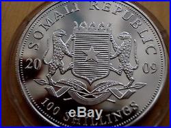 2009 SOMALIA African Wildlife ELEPHANT Gilded 1 Troy Oz. 999 Silver BU Coin