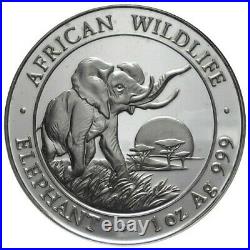 2010 Somalia. 999 Silver Elephant African Wildlife reverse 2009 Rare