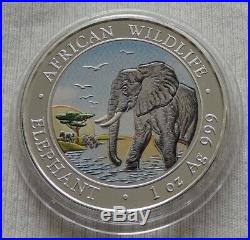 2010 Somalia Elephant 1 oz silver color coin African Wildlife colored elefant