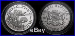 2010 Somalia Republic 100 Shillings 1 Oz. Silver 999 Coin Elephant UNC