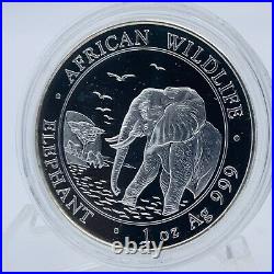 2010 Somalian 100 Shillings Elephant 1oz Silver Coin BUNC Encapsulated COA Red/B