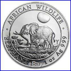 2011 1 oz Silver Somalian African Elephant Coin Brilliant Uncirculated